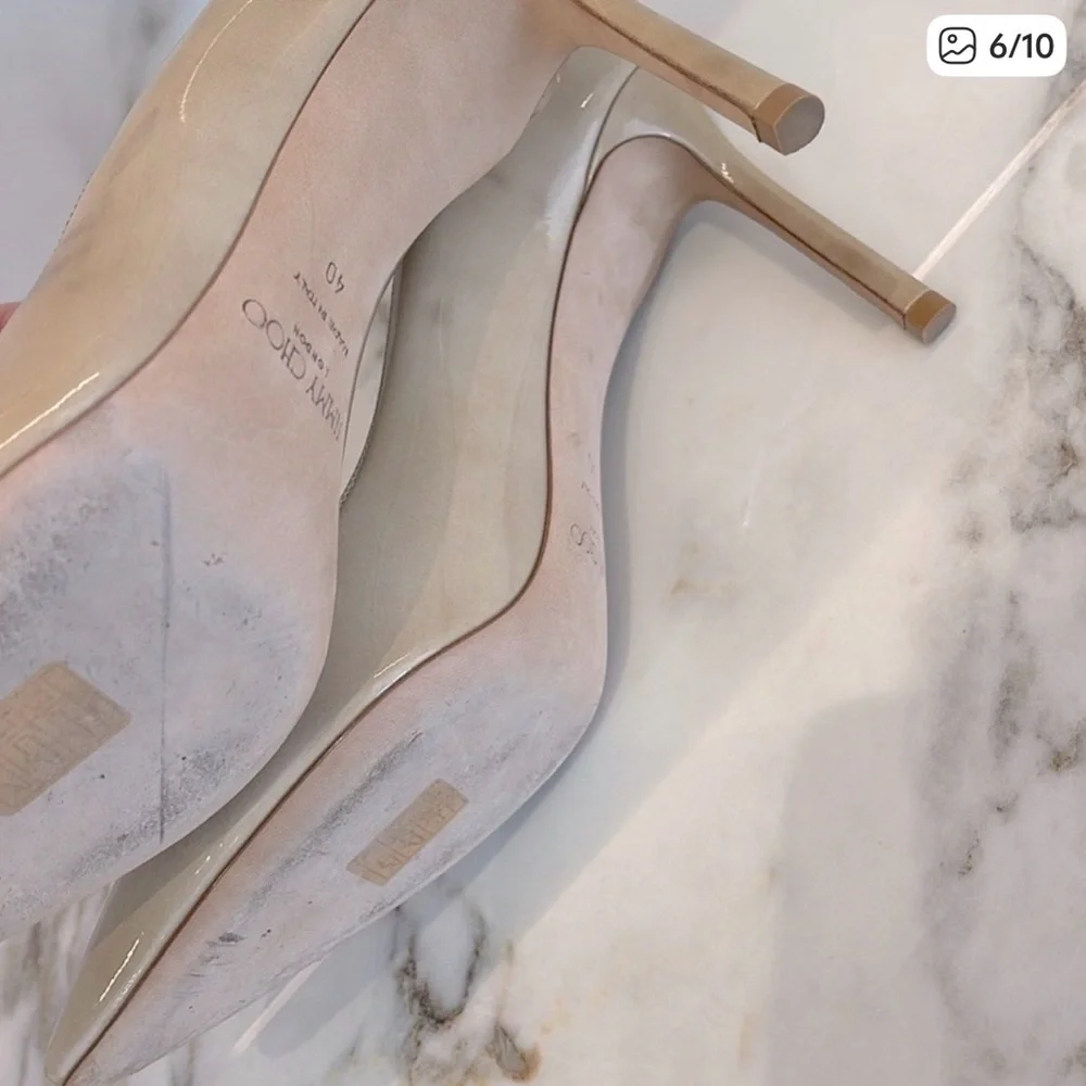 Jimmy Choo Romy 85 Patent Pumps Nude | Size 40 | Classic Pointed Toe Heels Pumps - Picture 13 of 16